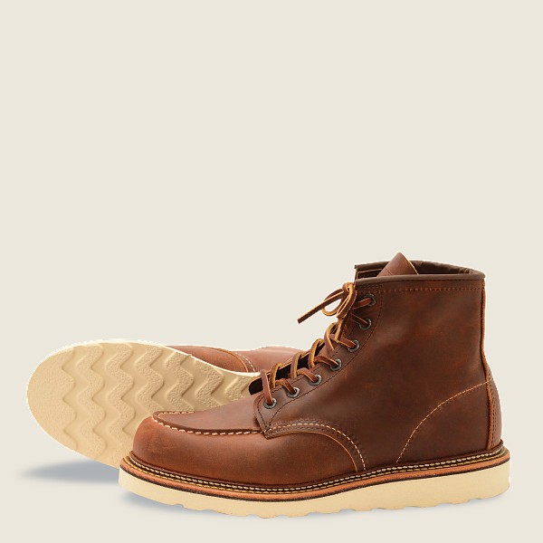 Red Wing Heritage Boots Classic Moc - 6-inchr Rough & Tough Leather - Brown - Mens FOM159687